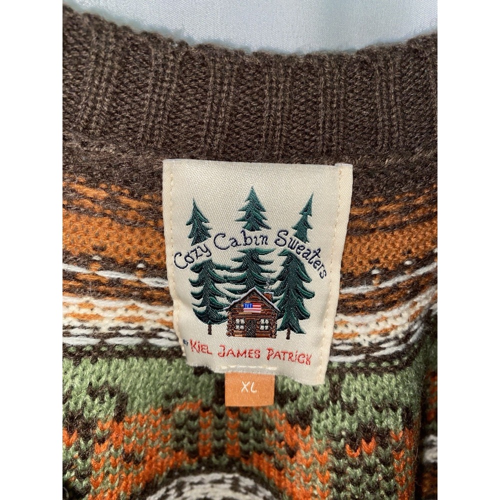 Kiel James Patrick Cozy Cabin Sweater Pumpkin Pullover Fair Isle Fall Women's XL - Picture 2 of 3